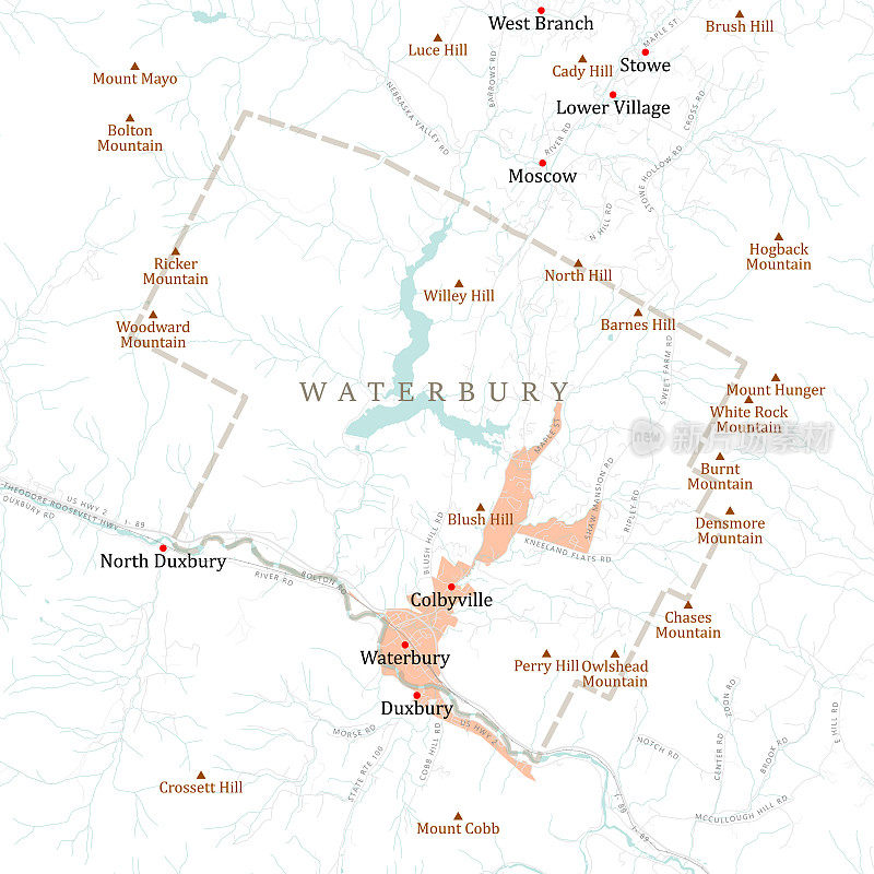 VT华盛顿沃特伯里矢量路线图