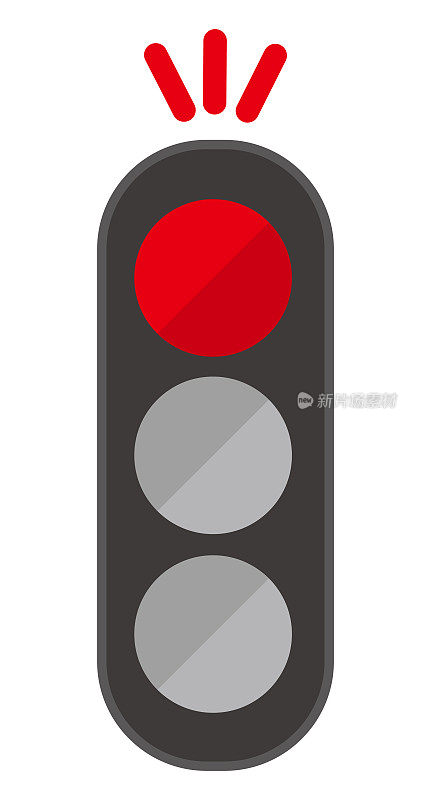 红灯亮的交通灯示意图。矢量。