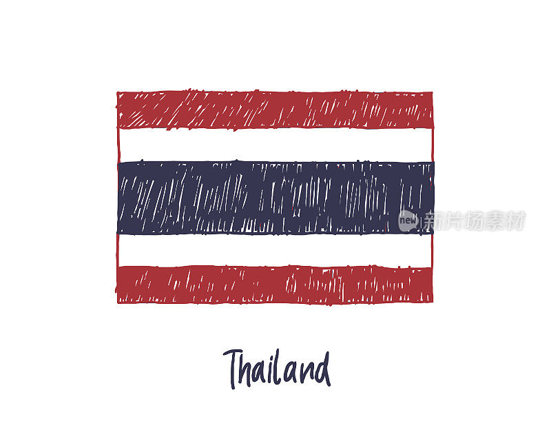 泰国国旗标记或铅笔素描插图矢量