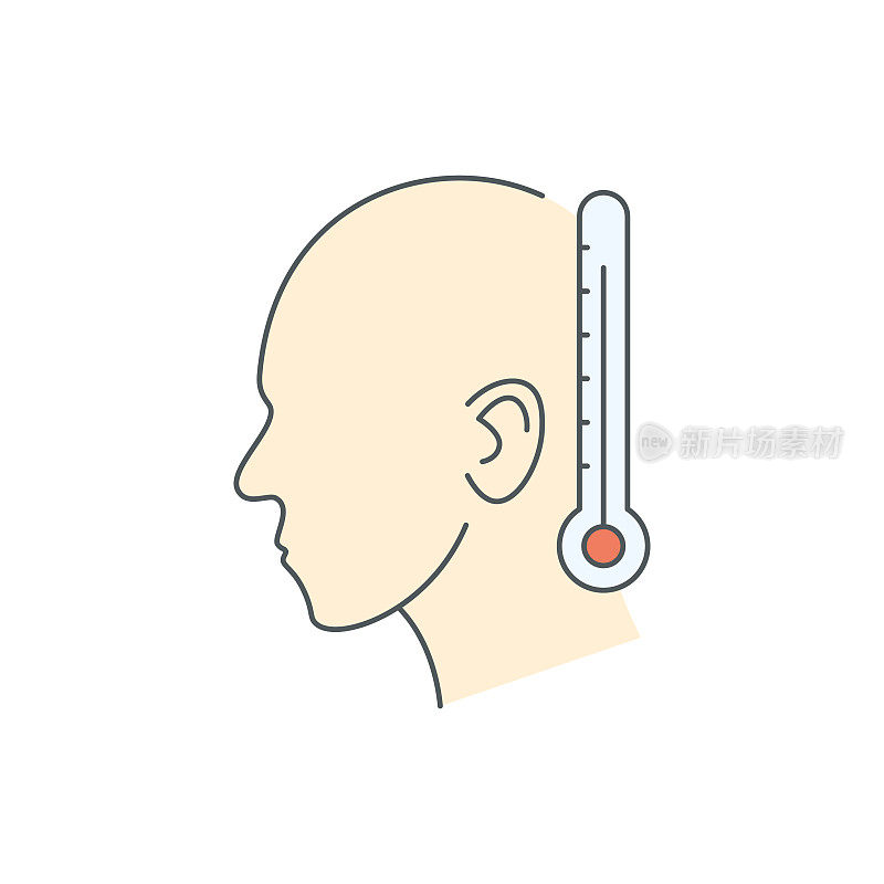 带有可编辑笔画的发烧平线图标