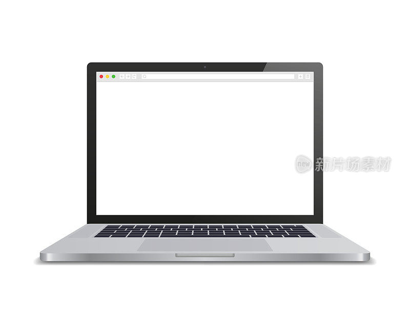 笔记本电脑屏幕上的Web浏览器布局。矢量插图。“n