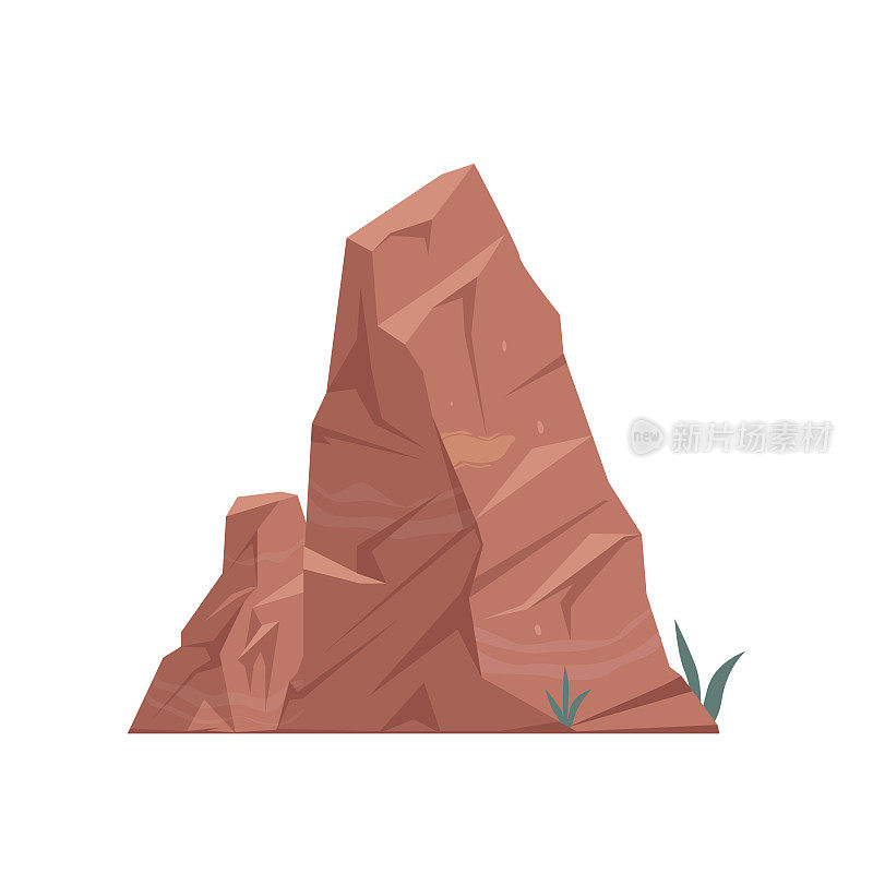 非洲沙漠岩石平面矢量插图
