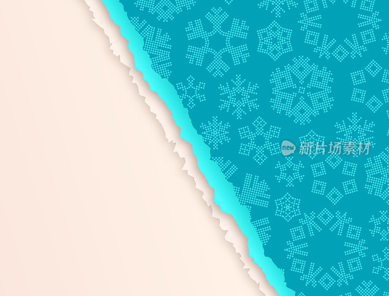 节日雪花撕裂包装纸背景