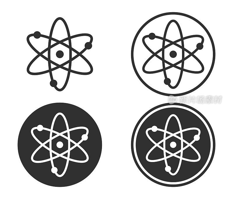 原子能核危险警示标志标志。放射性辐射警示图标标志形状。矢量插图形象。在黄色背景上孤立。