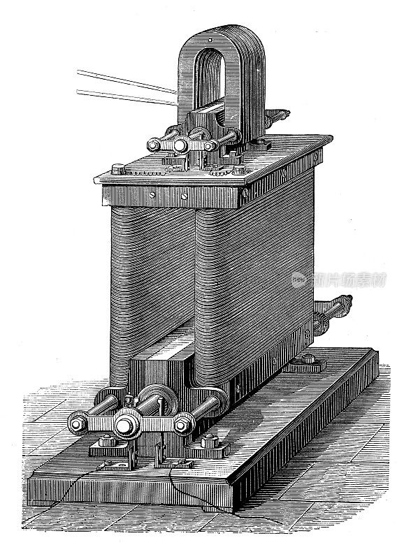 古董插图，物理原理和实验，电和磁:王尔德机器