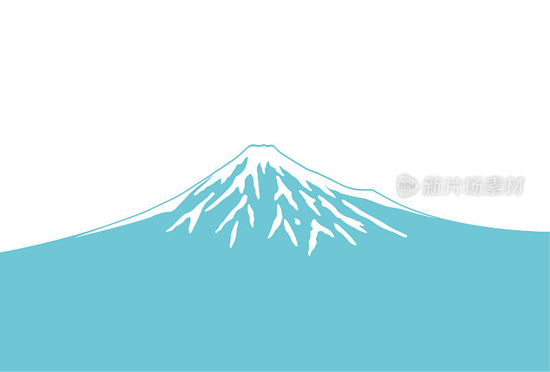 日本风景富士山富士山时尚日式插画新年贺卡背景材料