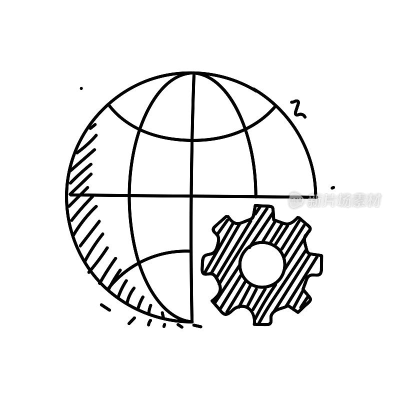 全球业务线图标，素描设计，像素完美，可编辑的笔画。协议,合作伙伴关系。