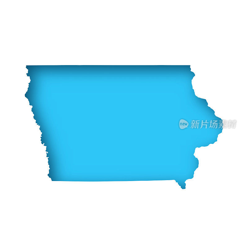 爱荷华州地图-白纸，蓝色背景