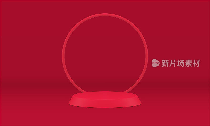 红色3d领奖台竞技场圆形框架装饰元素大赛获奖产品呈现现实向量
