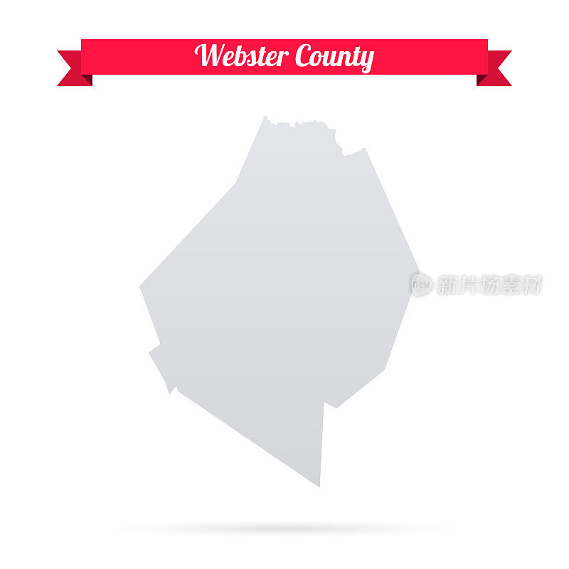 韦伯斯特县，西弗吉尼亚州。白底红旗地图