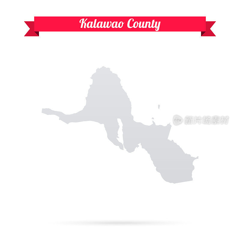 夏威夷卡拉沃县。白底红旗地图