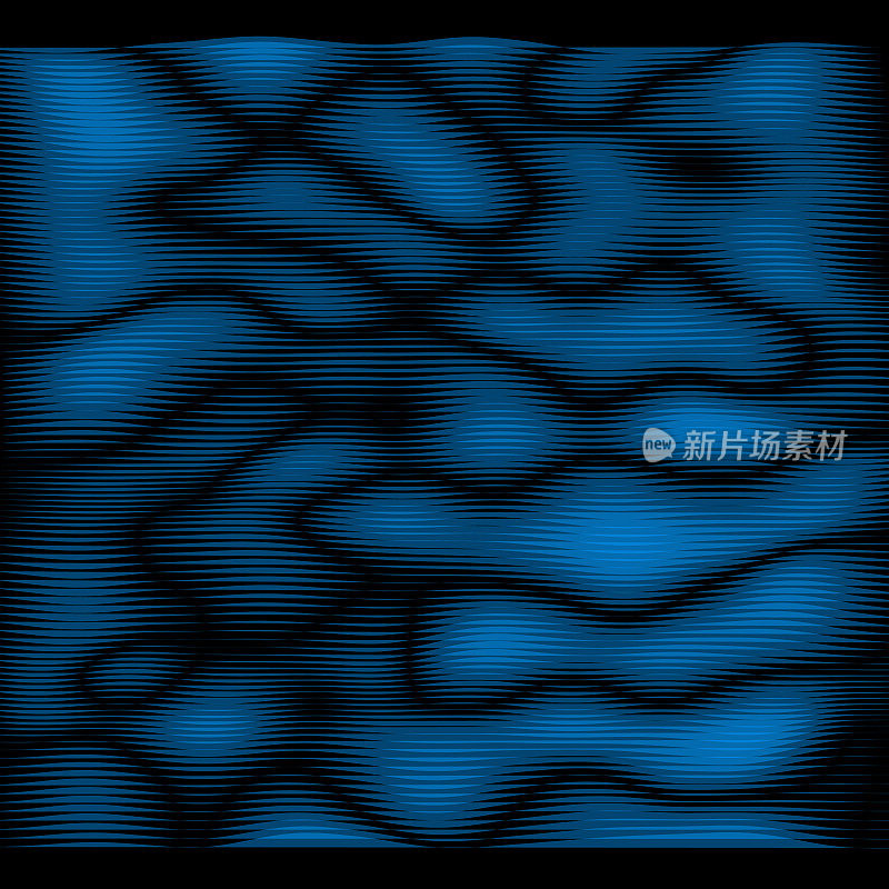 抽象蓝色平行线的波浪图案，也有线宽变化