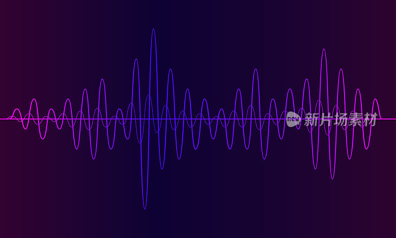 声波矢量。波作为音频均衡器隔离的背景。音频技术。脉冲音乐波形