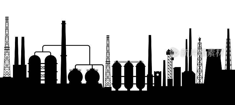 工业抽象天际线轮廓全景-矢量背景模式
