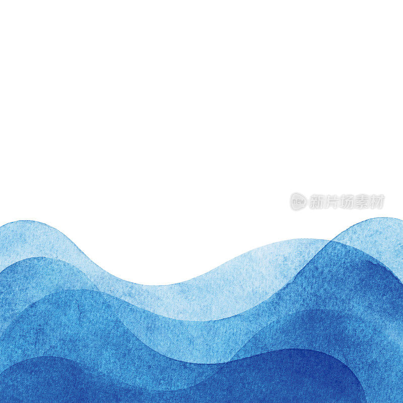 蓝色波浪梯度水彩背景