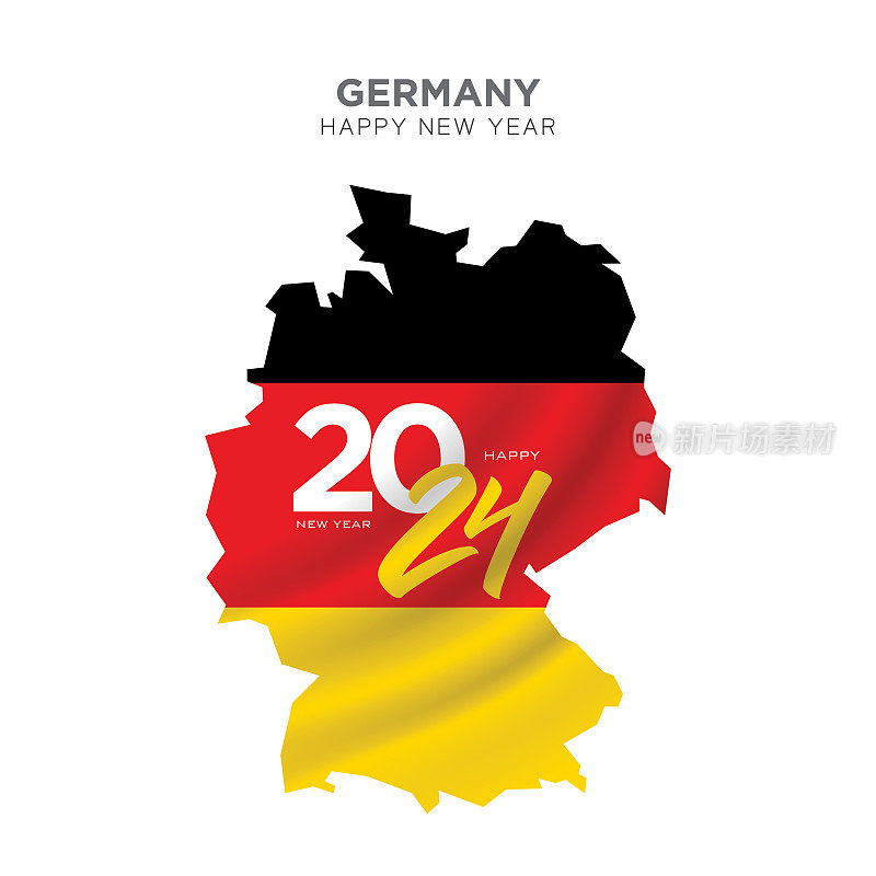 德国地图新年概念设计。2024新年快乐的概念广告，横幅，传单和传单。矢量股票插图。