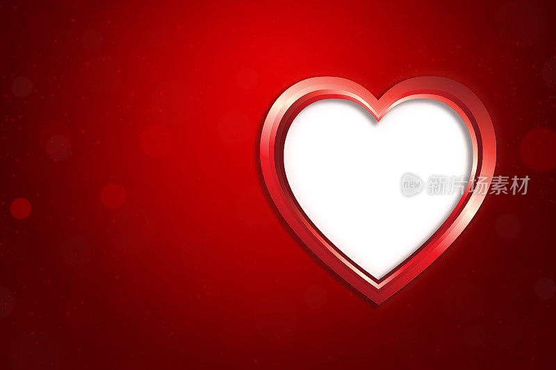 爱情主题情人节红栗色水平背景-一个大的有光泽的白色心脏在深栗色泡沫图案复制空间或标签