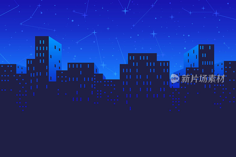 城市城市景观星星夜空天际线摩天大楼