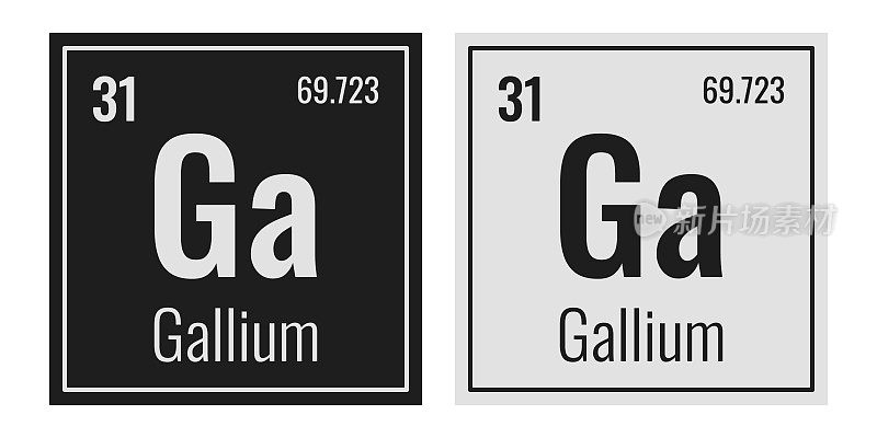 镓的象征。元素周期表中的化学元素。矢量插图隔离在白色背景上。玻璃的迹象。