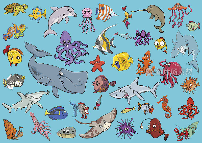 海洋生物动物卡通布景