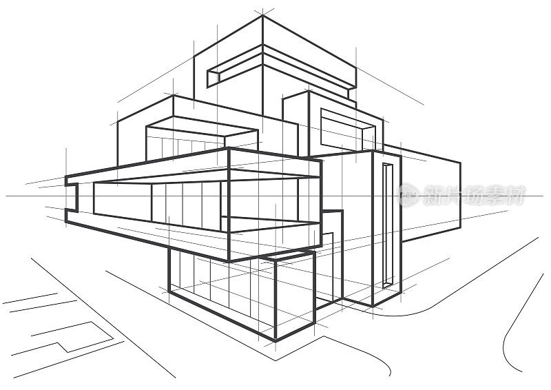 建筑草图抽象建筑