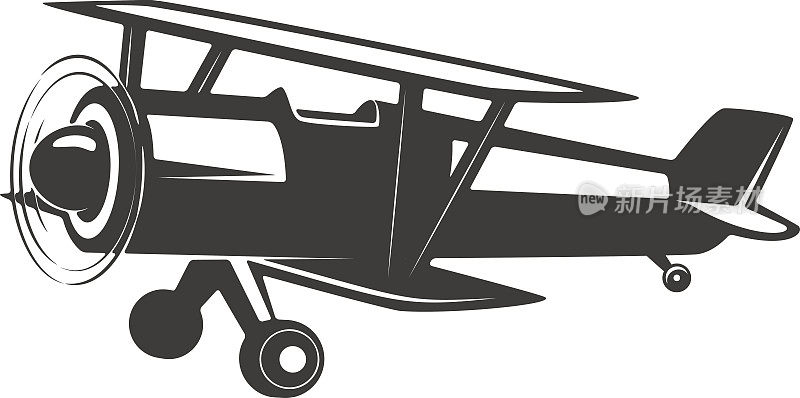 古董飞机插图。设计元素的标签，徽章，标志，徽章。矢量图
