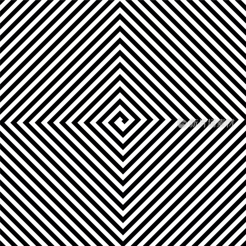 黑白方形螺旋。向量的背景