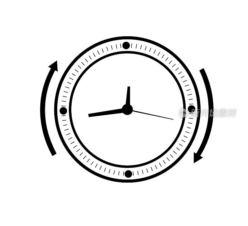 时钟图标在时尚的平面风格孤立的背景。时钟图标页面符号为您的网站设计。矢量图