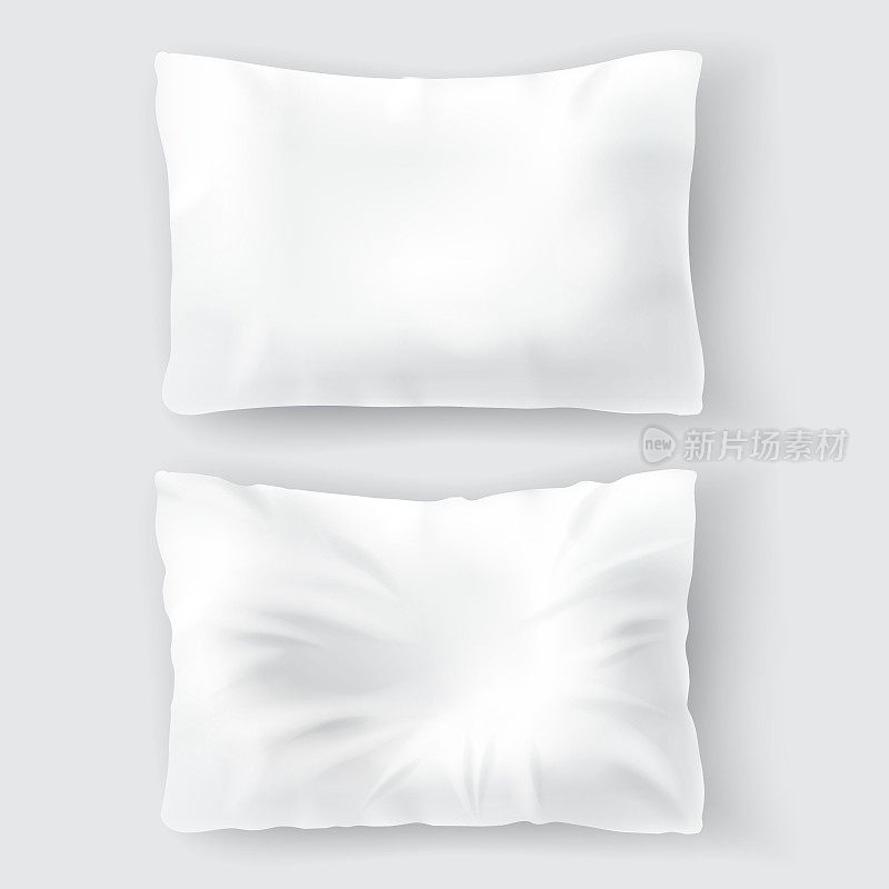 向量现实设置与空白的白色枕头