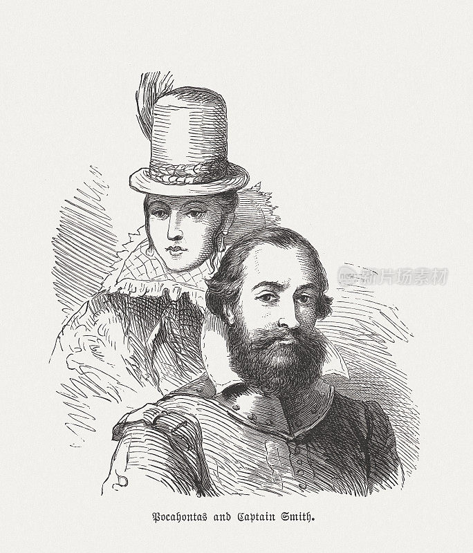 《波卡洪塔斯》和《约翰・史密斯船长》，木版，出版于1876年