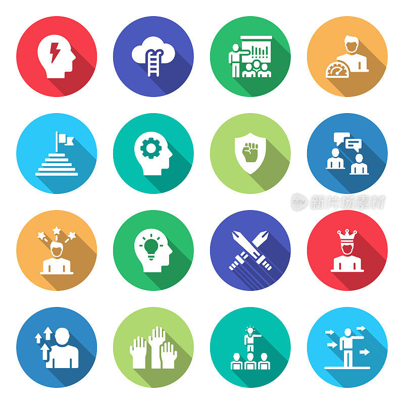 简单的一组业务动机相关的矢量平面图标。符号集合。