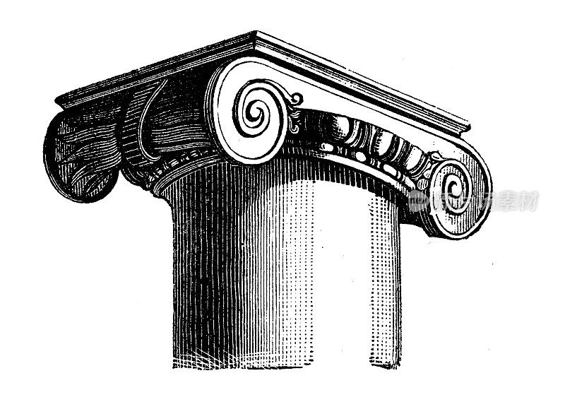 古董插图:爱奥尼亚大写字母