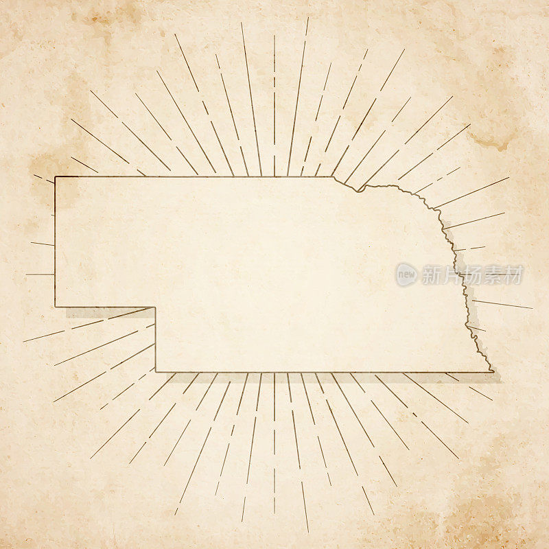 内布拉斯加州地图在复古风格-旧纹理纸