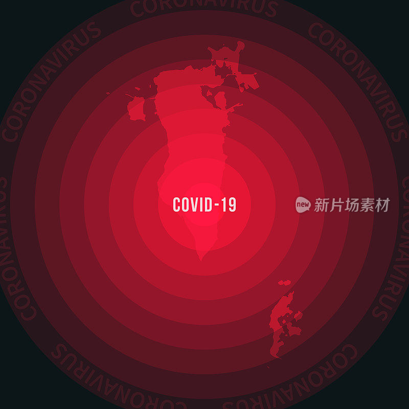 巴林与COVID-19传播的地图。冠状病毒爆发