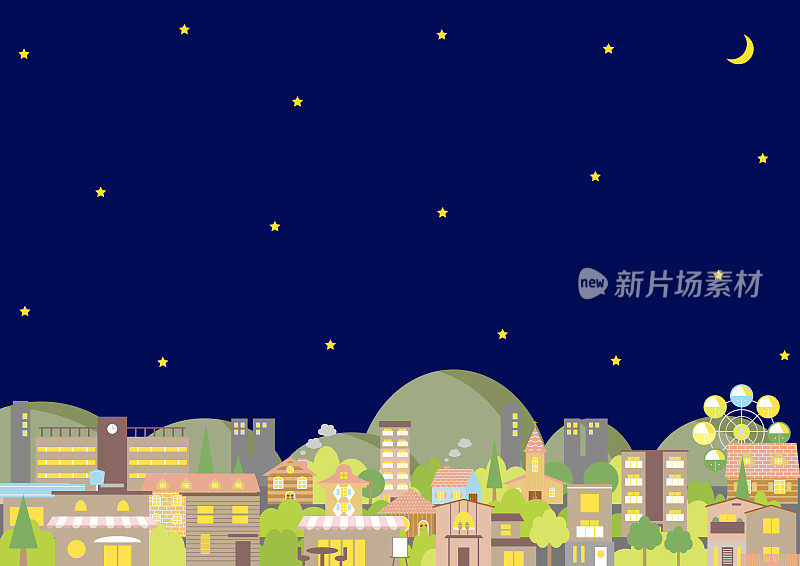 生活区城市夜景插图