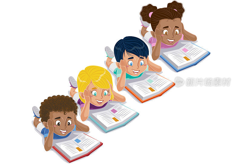 儿童阅读和学习的书，笔记本或平板电脑