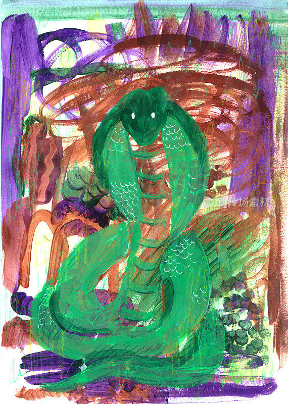 抽象动物野生亚克力明暗背景。绿色，紫色，红色，棕色，白色亚克力。