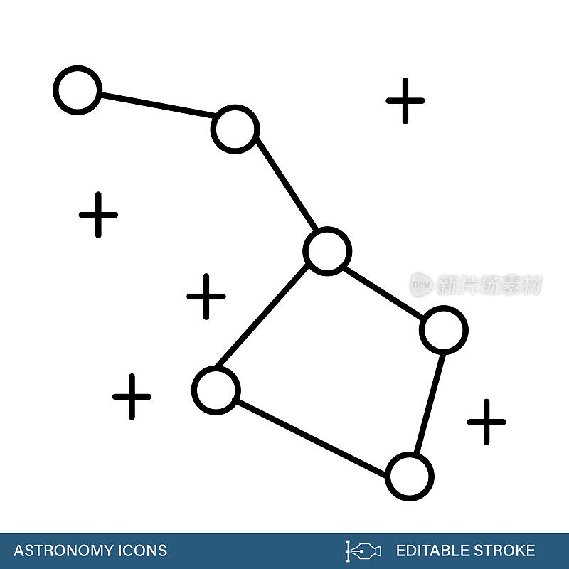 北斗七星-天文学和空间细线图标与可编辑的笔画