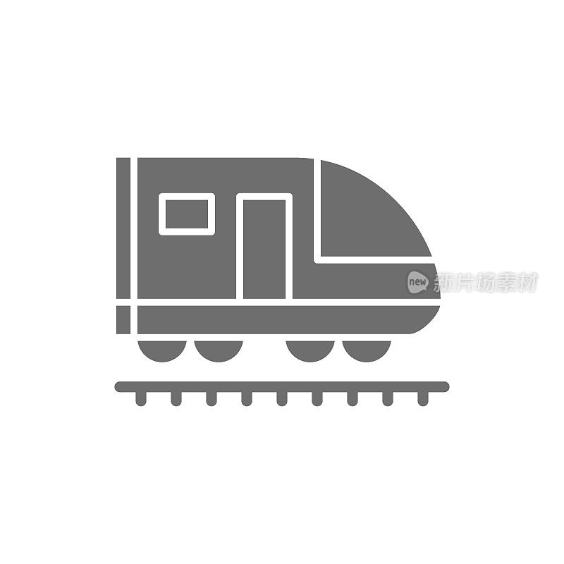 火车，地铁，火车头，铁路灰色图标。在白色背景上隔离