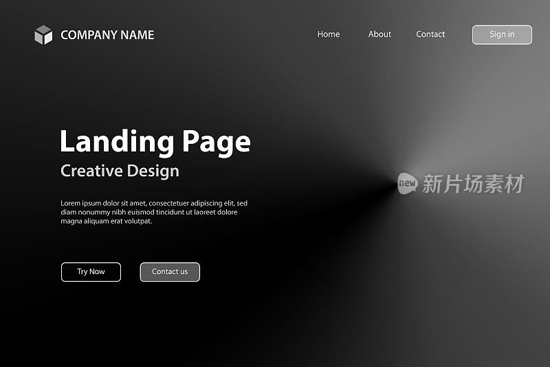 着陆页模板-灰色抽象背景与径向梯度