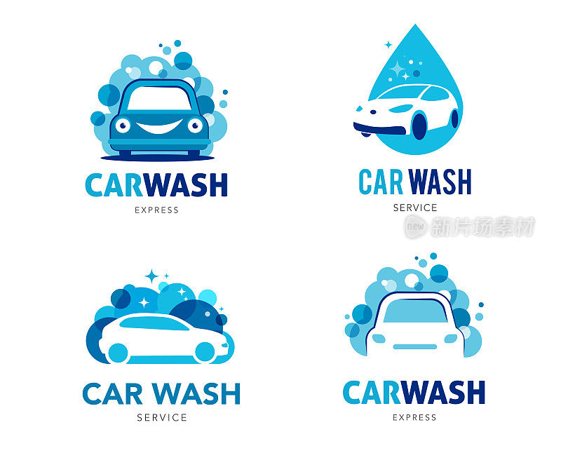 洗车标志，图标和元素的集合