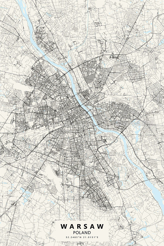 华沙，波兰矢量地图