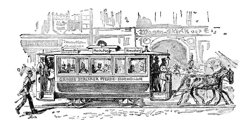 1895年，德国柏林的有轨电车