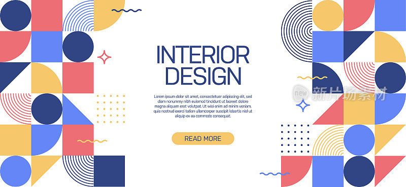 室内设计相关网页横幅，几何抽象风格设计