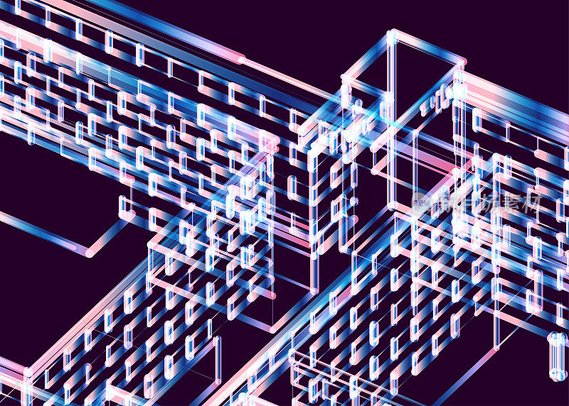 抽象霓虹灯空间结构几何图案背景