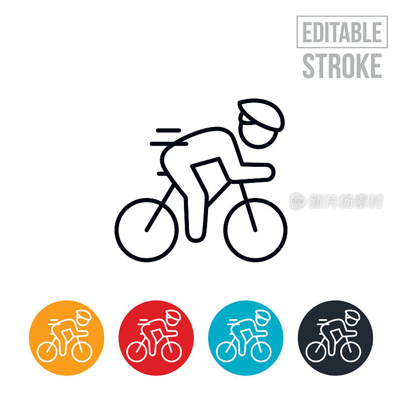 自行车比赛自行车细线图标-可编辑的中风