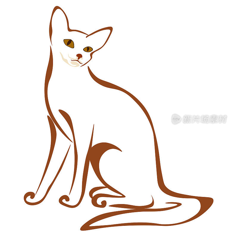 阿比西尼亚猫风格化肖像，宠物品种
