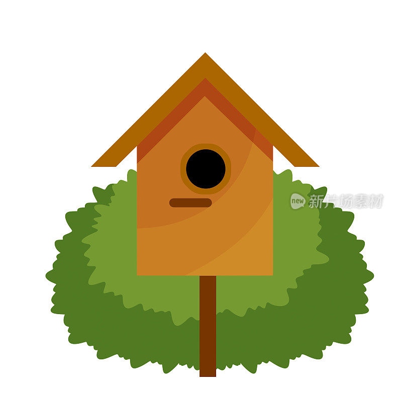 鸟屋挂在树上。房子的鸟类。森林动物的春窝。