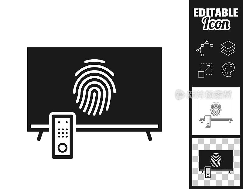 电视与指纹。图标设计。轻松地编辑