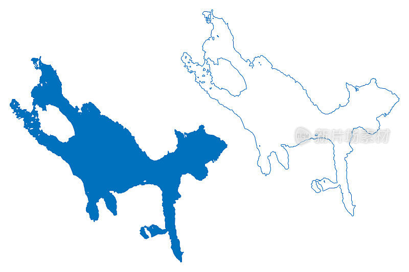 锡尔jan湖(瑞典王国)地图矢量插图，涂鸦锡尔jan地图